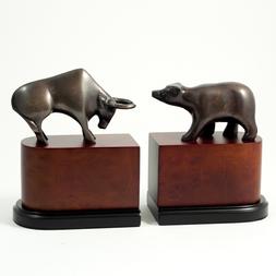 253_Wall_Street,_Bronzed_Brass_on_Burl_wood_Bookends